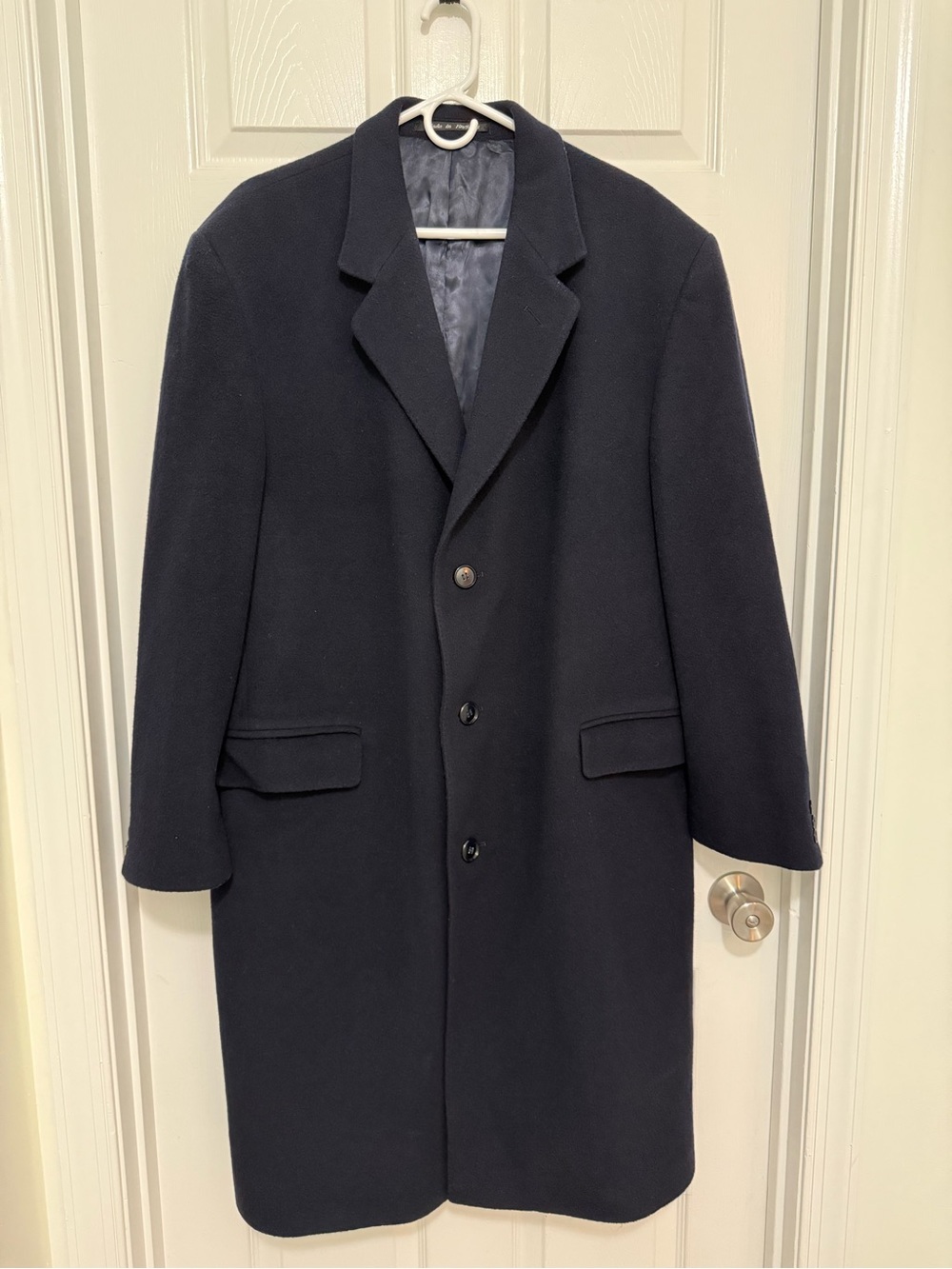 Marc Jeffries black wool trench overcoat